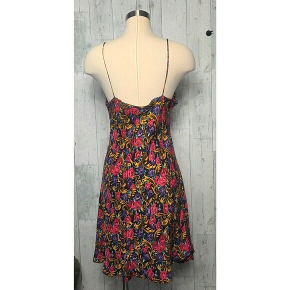 VTG Secret Images Washable Silk Floral Slip / Mini Dress Sz M - Picture 2 of 4